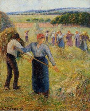 Haymaking at Eragny Artwork by Camille Pissarro