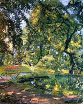 Garden in Godrammstein with Overgrown Trees and Pond Artwork by Max Slevogt