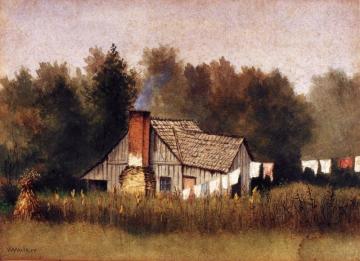 Cabin Viewed From Rear With Wash Line Artwork by William Aiken Walker