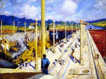 First Dredges through the Gatun Locks Artwork by Alson Skinner Clark