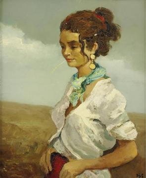 Young Gypsy Woman Artwork by Marcel Dyf