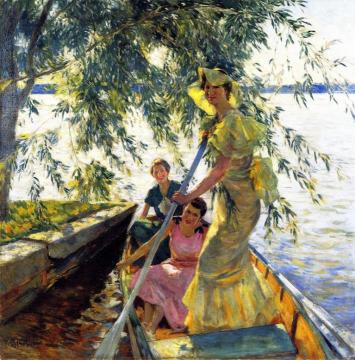 Three Women In A Rowboat Artwork by Mathias J. Alten