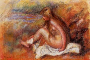 Bather Seated by the Sea Artwork by Pierre Auguste Renoir