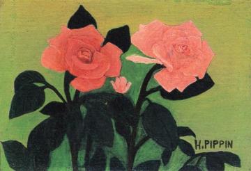 Two Pink Roses Artwork by Horace Pippin