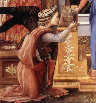 The Annunciation with two Kneeling Donors (detail) Artwork by Fra Filippo Lippi