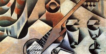 Guitar And Glasses Artwork by Juan Gris