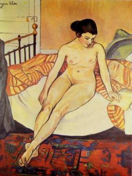 Nude With A Striped Blanket Artwork by Suzanne Valadon