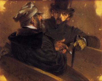 Conversation Between Two Voters Artwork by Adolph von Menzel