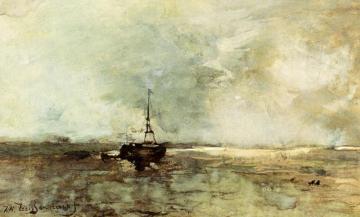 A Bomschuit-boat On The Beach Artwork by Johan Hendrik Weissenbruch