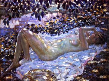 Nude In Dappled Sunlight Artwork by Frederick Carl Frieseke