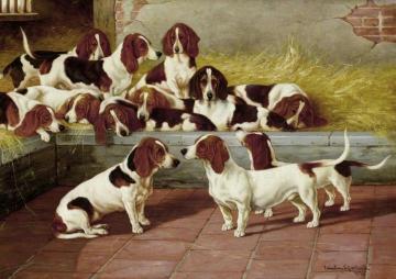 A Pack Of Basset Hounds Artwork by Valentine Thomas Garland