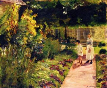 The Granddaughter of the Artist with Her Nanny in the Kitchen Garden in Wannsee Artwork by Max Liebermann