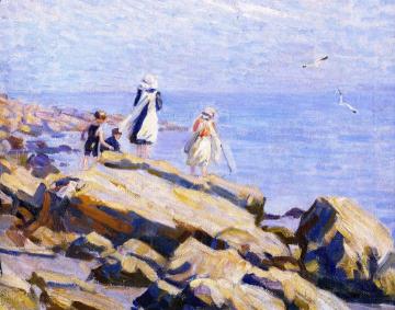 Children On The Rocks Artwork by Helen Galloway McNicoll