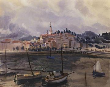 Menton. View of the city from the harbor Artwork by Zinaida Serebriakova
