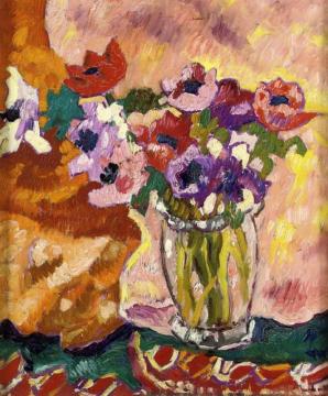 Crystal Vase, Anemones Artwork by Louis Valtat