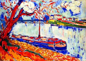 Barge On The Seine At Pecq Artwork by Maurice De Vlaminck