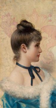 Profile Portrait of a Young Beauty Artwork by Vittorio Matteo Corcos