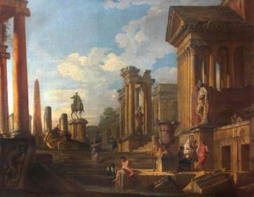 Roman Ruins With Figures Artwork by Giovanni Paolo Pannini