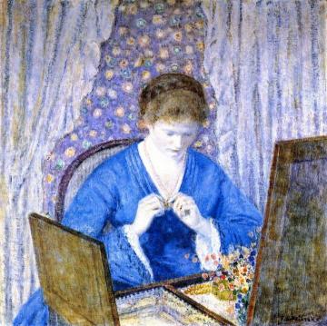 Girl in Blue Artwork by Frederick Carl Frieseke