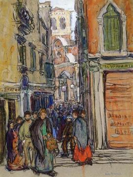 A Crowded Street In Venice Artwork by Jane Peterson