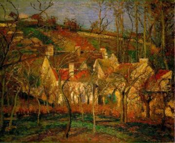 Red Roofs, Corner of a Village, Winter Artwork by Camille Pissarro