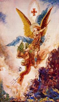 Saint Michael Vanquishing Satan Artwork by Gustave Moreau