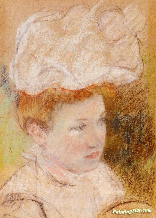Leontine In A Pink Fluffy Hat Artwork by Mary Cassatt