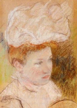 Leontine In A Pink Fluffy Hat Artwork by Mary Cassatt