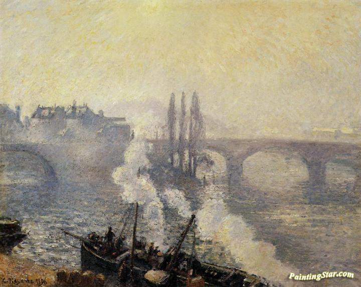 The Pont Corneille , Rouen: Morning Mist Artwork by Camille Pissarro
