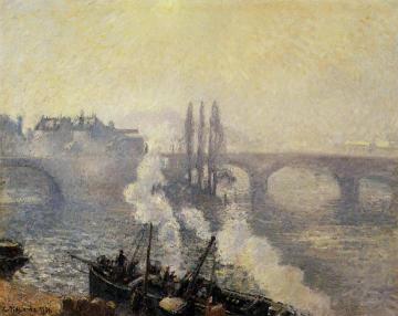 The Pont Corneille , Rouen: Morning Mist Artwork by Camille Pissarro