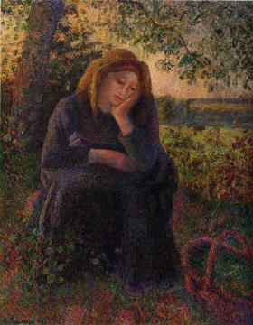 Seated Peasant Artwork by Camille Pissarro