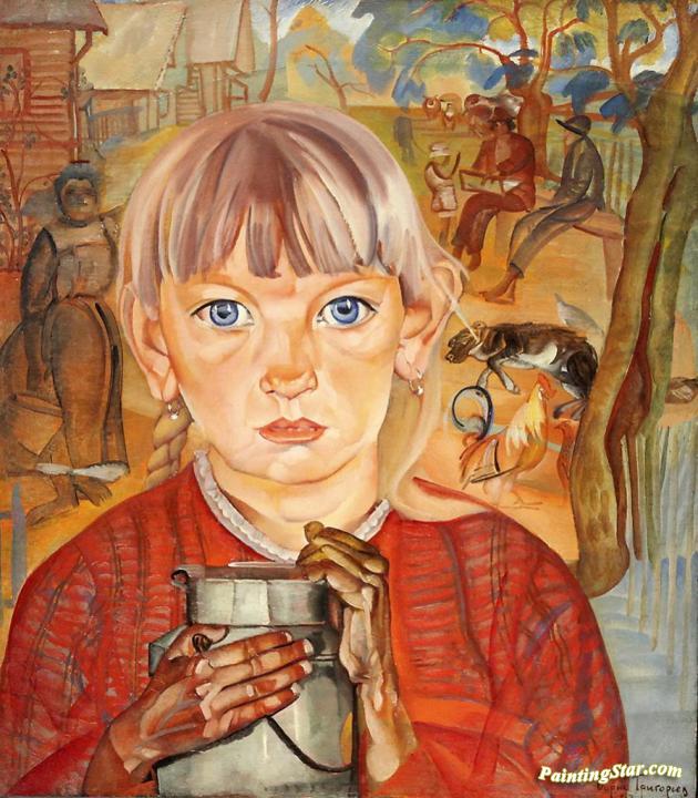 Girl with a Jug Artwork by Boris Grigoriev
