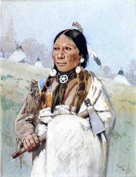 Indian With Tomahawk Artwork by Henry F. Farny