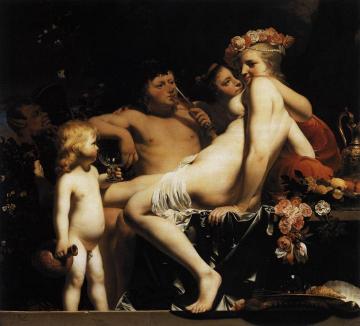 Bacchus with Nymphs and Cupid Artwork by Caesar van Everdingen