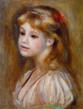 Little Girl with a Red Hair Knot Artwork by Pierre Auguste Renoir