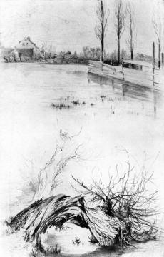 The Schafgraben Flooded Artwork by Adolph von Menzel