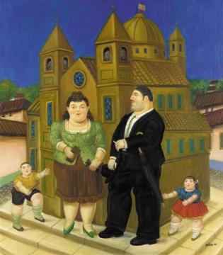 Opposite The Cathedral Artwork by Fernando Botero