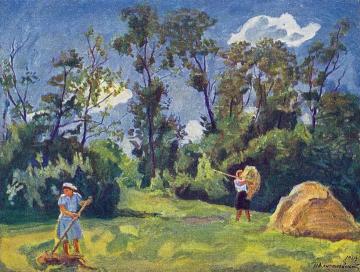 Haymaking Artwork by Pyotr Konchalovsky