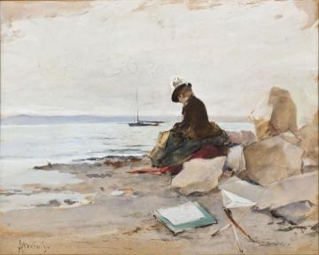 Painter On The Beach Artwork by Alfred Stevens