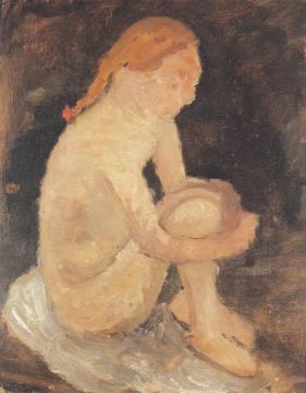 Seated Girl Artwork by Paula Modersohn-Becker