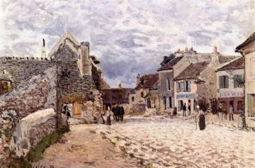 Village Street - Grey Weather Artwork by Alfred Sisley