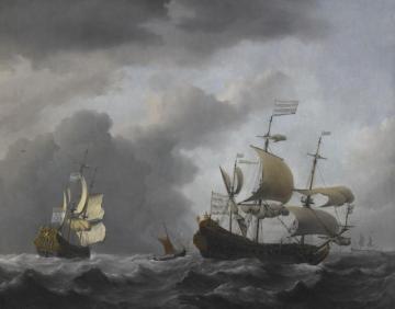 The "golden Leeuw" At Sea In Heavy Weather Artwork by Willem van de Velde the Younger