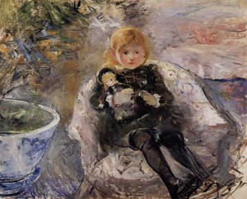 Young Girl with Doll Artwork by Berthe Morisot