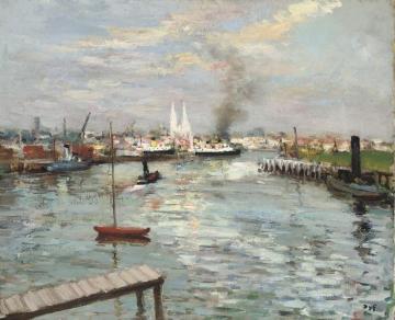 Port And Cathedral In Rouen Artwork by Marcel Dyf