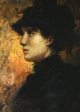 Lady With Hat In Profile Artwork by Cesare Tallone