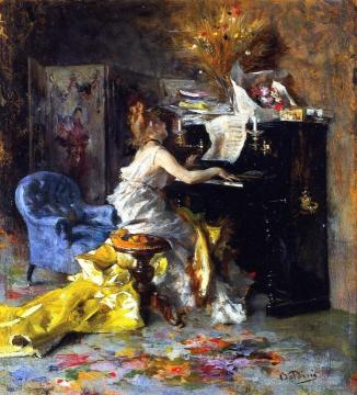 Woman At A Piano Artwork by Giovanni Boldini