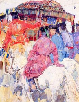 Mongolians on Horseback: Study for Procession of the Living Buddha Artwork by Leon Shulman Gaspard