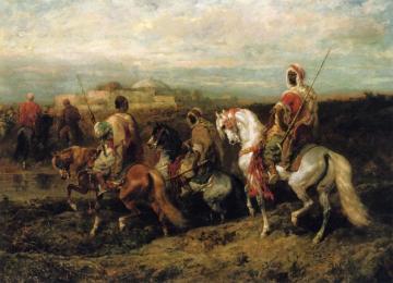 Bedouins Approaching a City Artwork by Adolf Christian Schreyer