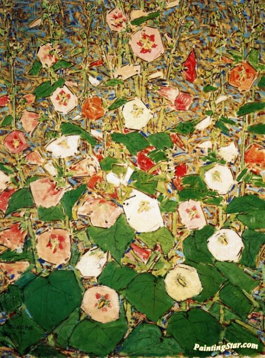 Holyhocks Artwork by Elmer Livingston MacRae
