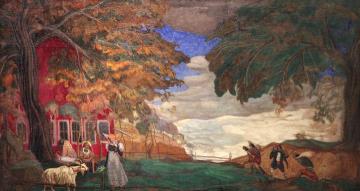 Landscape with a Pink House Artwork by Boris Grigoriev